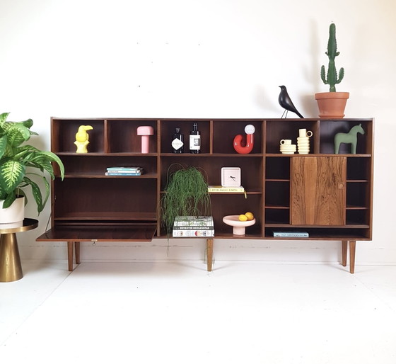 Image 1 of vintage Deense wandkast | vakkenkast palissander hout