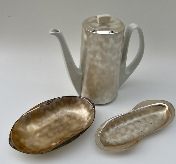 Image 1 of ✨ Vintage koffieservies – Bauscher Weiden Duitsland + 2 verzilverde sjaals