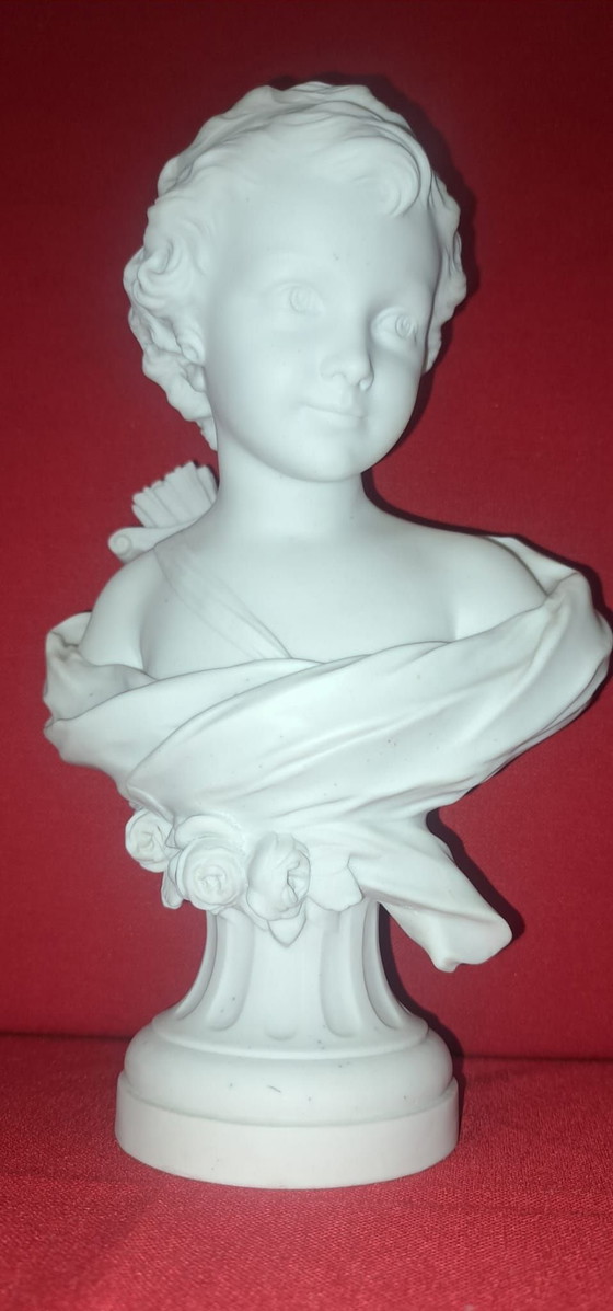 Amor-Büste von Agathon Léonard 1926, Sèvres, Bildhauerei, Porzellan, Weiß (Foto 2 von 8)