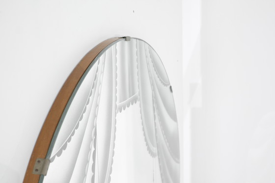 Image 1 of Large Vintage Mirror with Silkscreen, 1950s