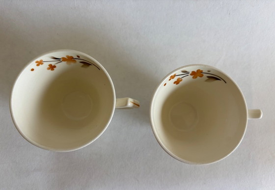Image 1 of Set of 2 Societe Ceramique "Beatrix" cups and saucers