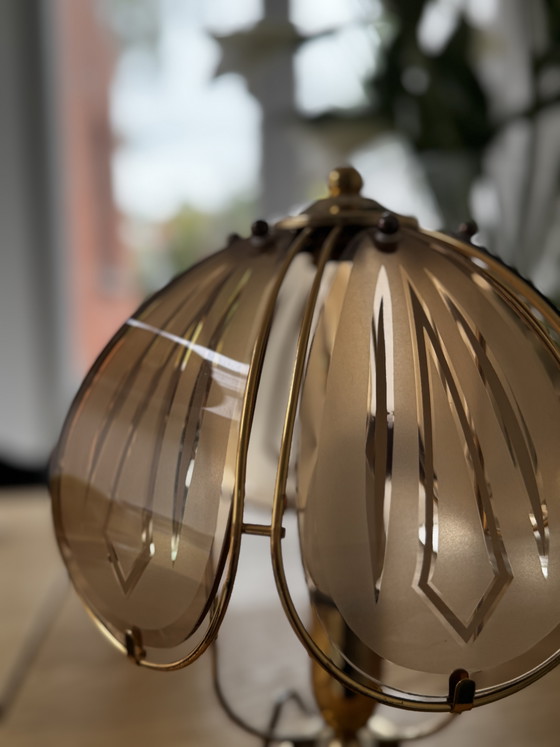 Lampes jumelles Art Déco vintage – Brass, Glass (photo 8 of 8)