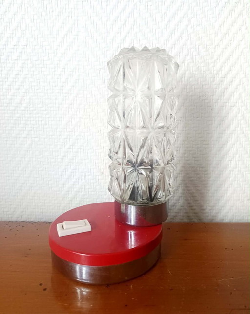 Lampada da notte in vetro in stile Space Age, anni '70