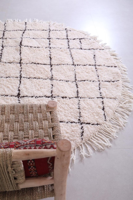 Image 1 of Handmade Moroccan Round rug 200cm - Beni ourain rug- custom round rug - Berber circle rug - custom round carpet - free shipping 