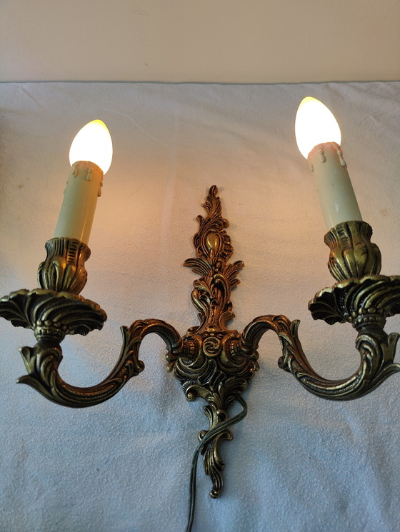 Due Applique da Parete Stile Barocco – Portacandele, Brass (photo 2 of 8)