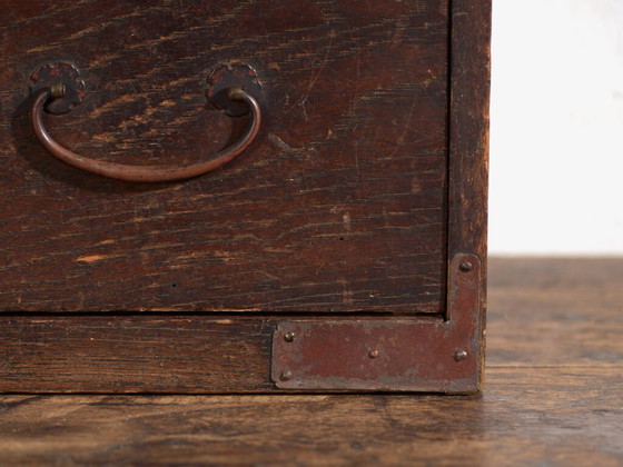 Antique Japanese Desk Chest with Three Drawers – Meiji / Taishō Period (c. ) (photo 35 of 40)