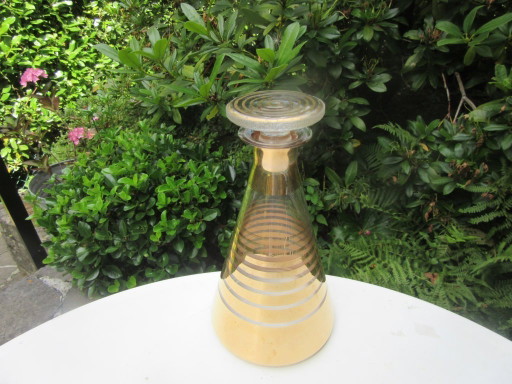 Caraffa/decanter in vetro Boom, trasparente, color oro, stile art déco, ref. 110726