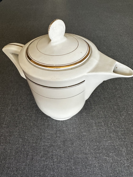 Image 1 of Moulin des Loups Orcerame France Art-Déco Ceramic coffee maker - Gold edging