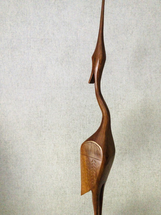Image 1 of Pájaro de teca de mediados de siglo, altura 70 cm