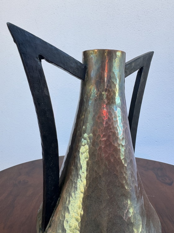 Art Nouveau Vase, Hammered and Flamed Copper (photo 8 of 12)