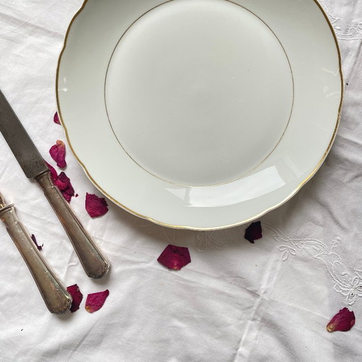 Servierplatte aus Limoges-Porzellan mit Golddekor, Muster Bernardaud Ronsard