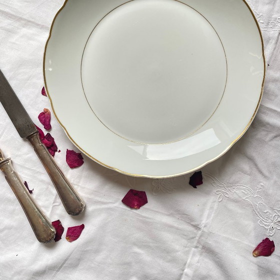 Image 1 of Limoges porcelain serving platter with gilt decoration, Bernardaud Ronsard pattern