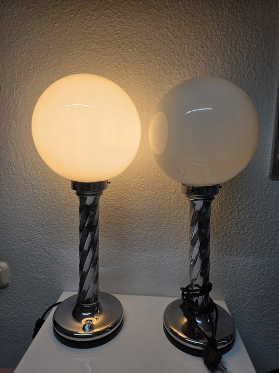 Lampade da tavolo italiane vintage, in cromo e vetro, anni '70 – Chrome (photo 8 of 15)