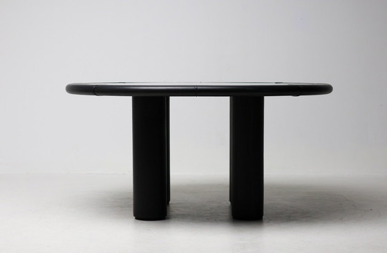 Image 1 of Carlo Bartoli Rossi di Albizzate – Black Leather, Glass Disc, Italian Mastery