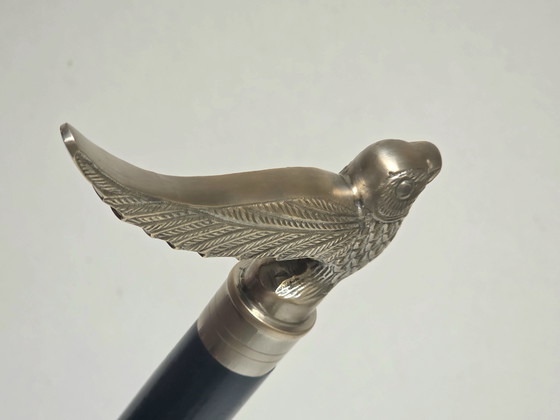 Elegant Silver-Plated 'Dove in Flight' Walking Cane – Solid Wood Shaft – Decorative Objects, Brass (photo 9 of 14)