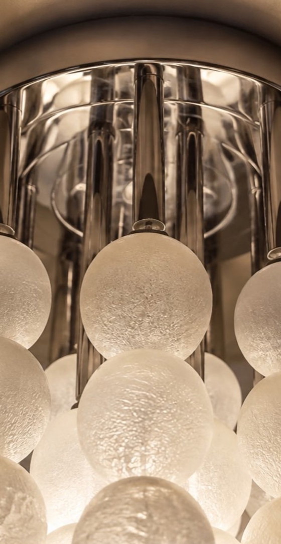 Mazzega - Carlo Nason - Ceiling Lamp - Murano Glass - Mid-Century Chandelier – Chrome (photo 6 of 10)