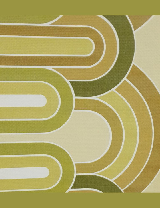 Image 1 of 13923 Papier peint vintage à motifs ovales et arches vertes