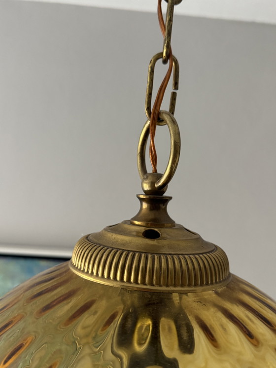 Image 1 of Lampada a sfera in vetro vintage giallo ocra