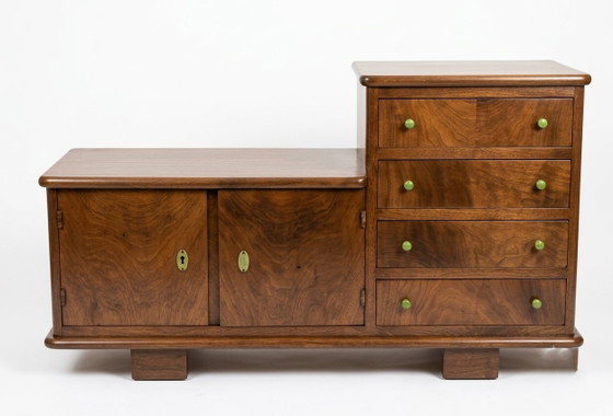 Art Deco Sideboard in Walnut with Asymmetrical Design – Brass (photo 3 of 3)