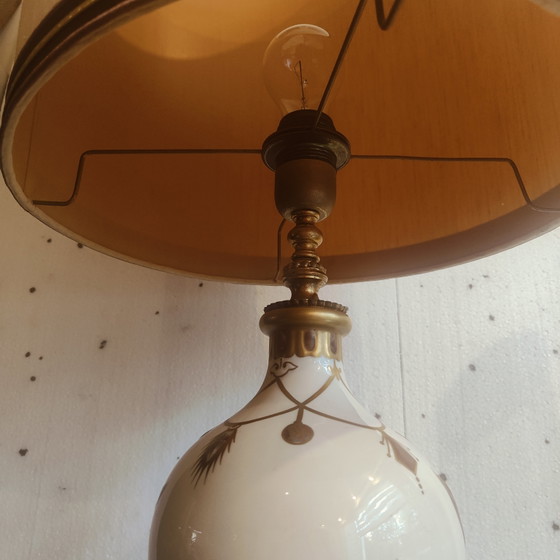 Image 1 of Giulia Mangani porcelain lamp chinoiserie decor with flowers, 1950's ca, Italian
