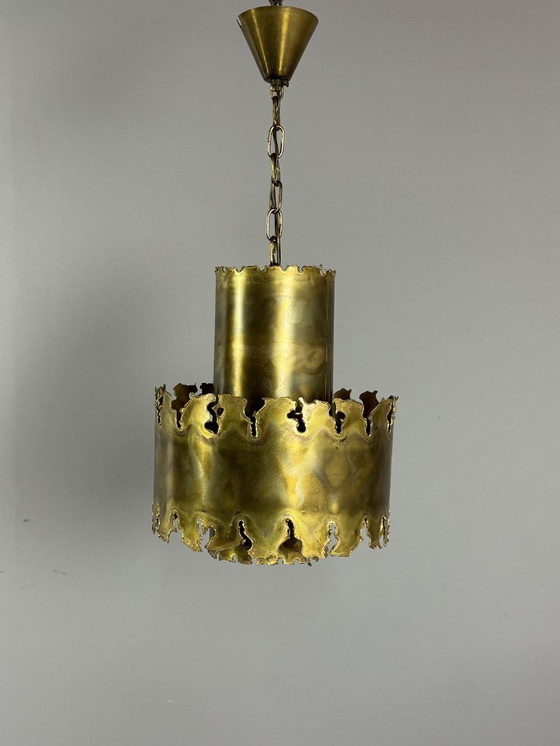 Image 1 of Brutalist Brass Pendant Lamp, Model 6407 by Svend Aage Holm-Sørensen for Holm Sørensen, Denmark, 1960s