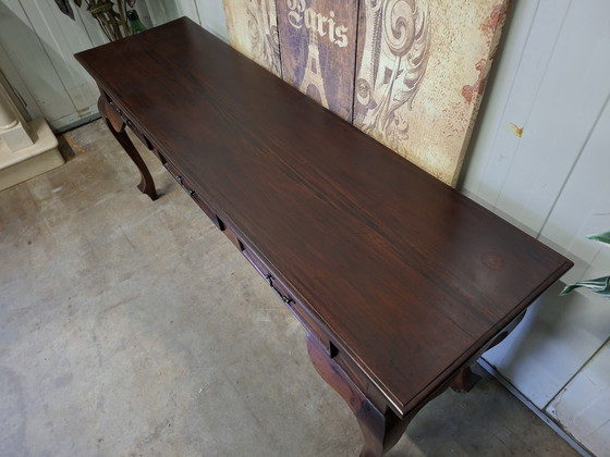 Image 1 of Klassischer Mahagoni-Beistelltisch, Wandtisch, Konsole, kleine, nicht störende Lackschäden, Maße 180 x 50 cm und 76 cm hoch.