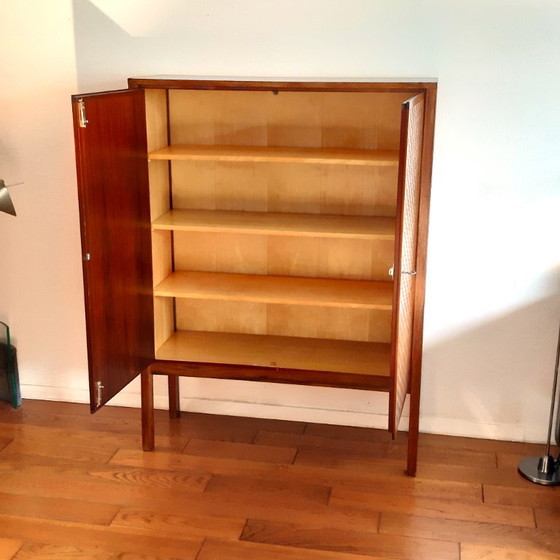 Mobile a parete Mid-Century, Palissandro di Rio, ante intrecciate, Möbelwerkstätten Leo Bub – Credenze alte (photo 4 of 11)