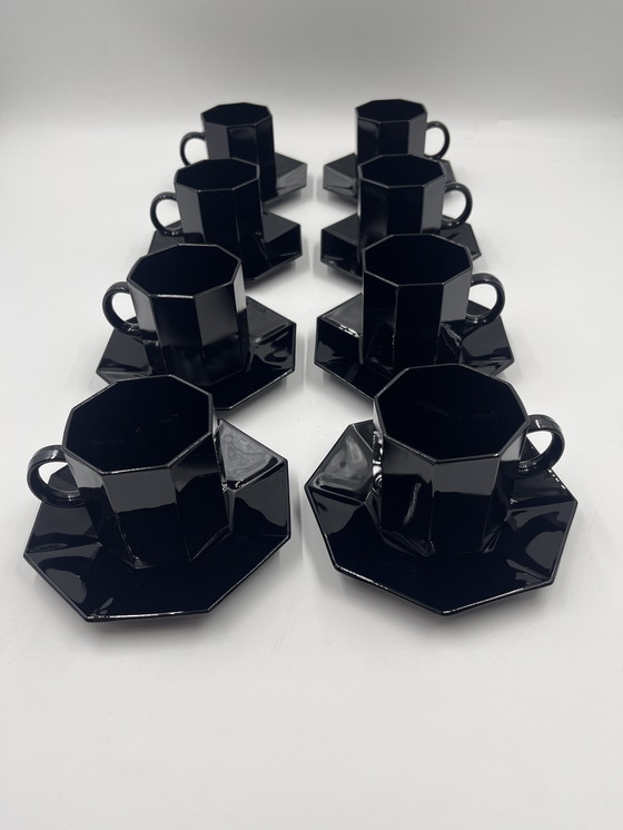 Image 1 of Lot De 8 Mugs Et Sous-Mugs Noir