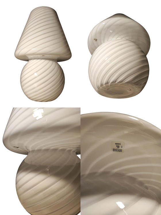 Image 1 of Lampe champignon vintage en verre de Murano à motif filigrané – Vetreria 022 - La Murrina