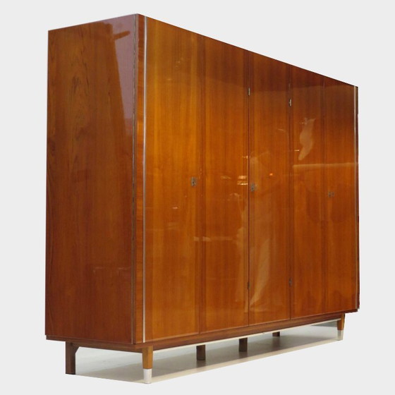 Image 1 of Grote 5-deurs vintage design kledingkast in teak, 1960s