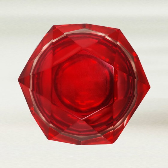 Image 1 of Erstaunlicher roter Aschenbecher oder Vide Poche aus den 1960er Jahren von Flavio Poli für Seguso