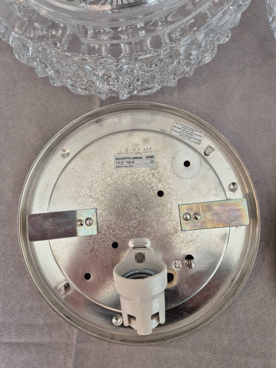 Image 1 of Paire d'appliques/plafonniers encastrés en verre texturé Glashütte Limburg 2485, Allemagne, années 1960-1970
