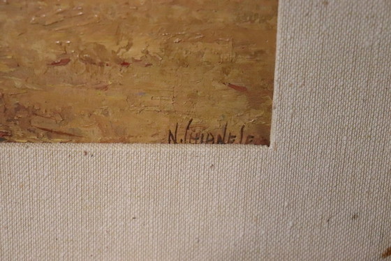 Image 1 of Campagne italienne, peinture à l'huile du 20e siècle, signée