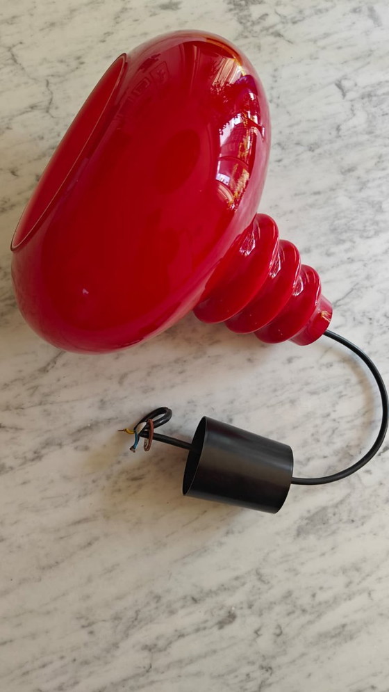 Vintage Glass Pendant Lamp Red Peil & Putzler – Peill & Putzler (photo 2 of 8)