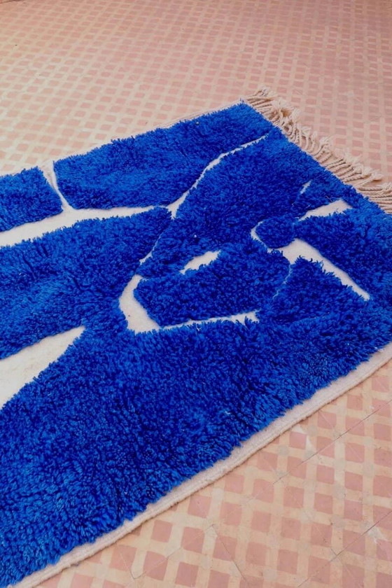 Auténtica alfombra bereber tradicional marroquí, azul, 1,5/2,5 m – Aime Té, Wool (photo 7 of 8)