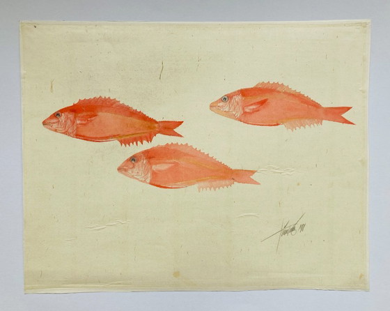 Image 1 of Pesce ad acquerello vintage - Dentice rosso