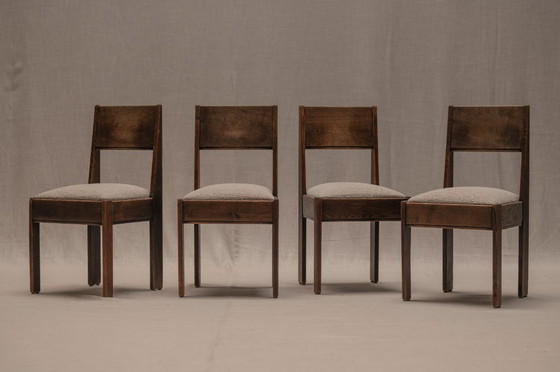 Image 1 of Früher Satz minimalistischer Esszimmerstühle, Haagse Schule