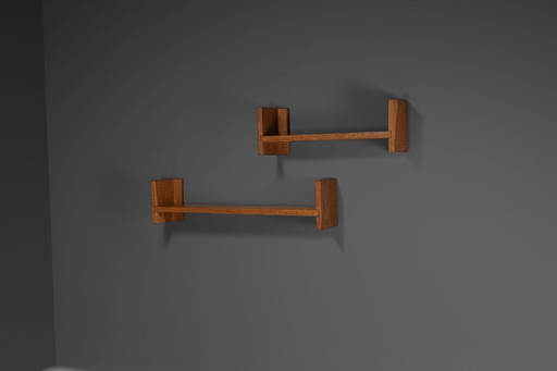 Beautiful Oak Wood Giuseppe Rivadossi Shelves, Italy 1970s