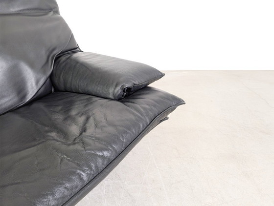 Image 1 of Vintage Italian 2-seater design sofa, black leather, 1980s