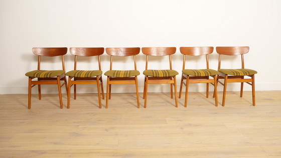 Image 1 of Ensemble de 6 chaises de salle à manger vintage en teck