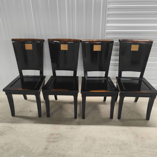 4 sillas de comedor posmodernas asiáticas ebonizadas