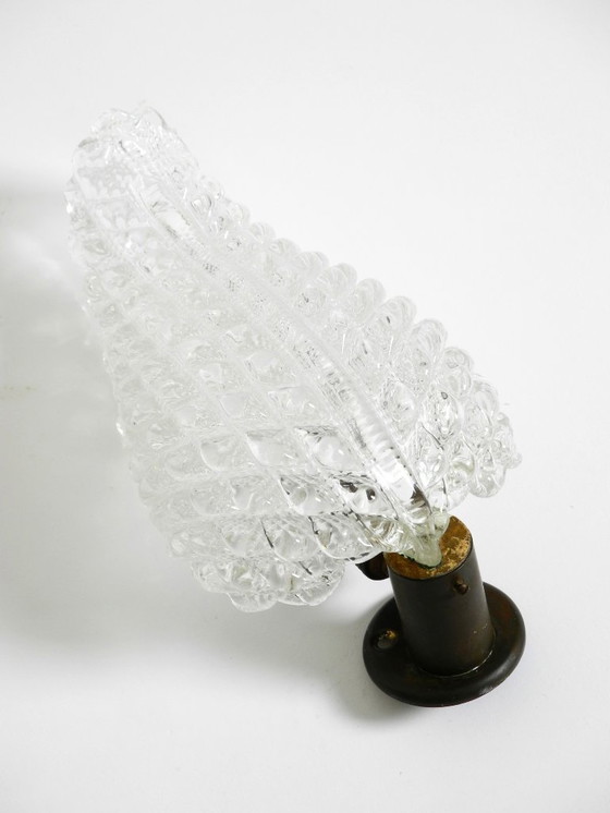 Image 1 of Lámpara de pared de cristal de Murano Barovier & Toso italiana original de los años 60, en forma de hoja.