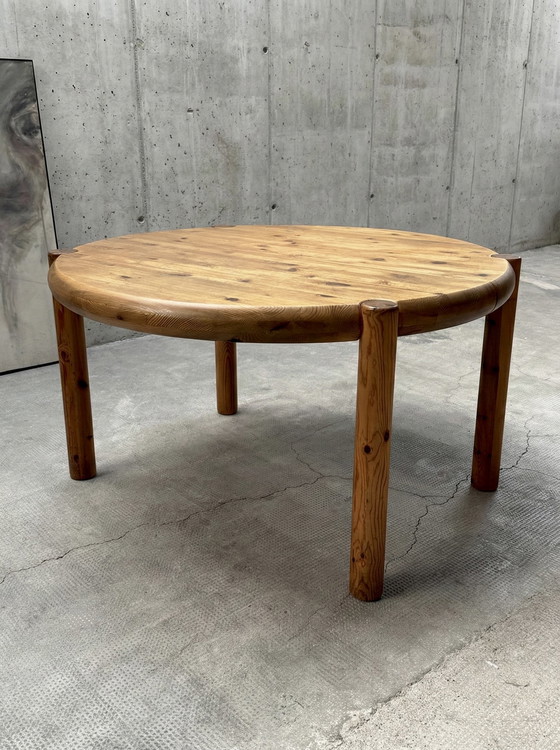 Image 1 of RAINER DAUMILLER FOR HIRTSHALS SAVVAERK DINING TABLE ROUND OVAL SOLID PINE WOOD 129cm - 189cm DENMARK 1970s
