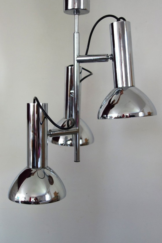 Image 1 of Lampadario a 3 faretti cromato degli anni '70