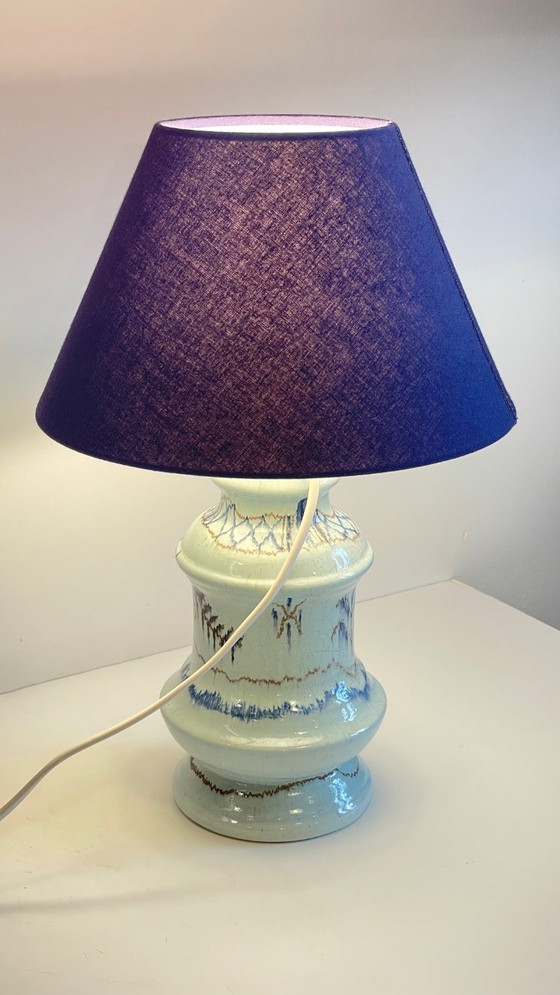 Image 1 of Lampada vintage in ceramica blu chic