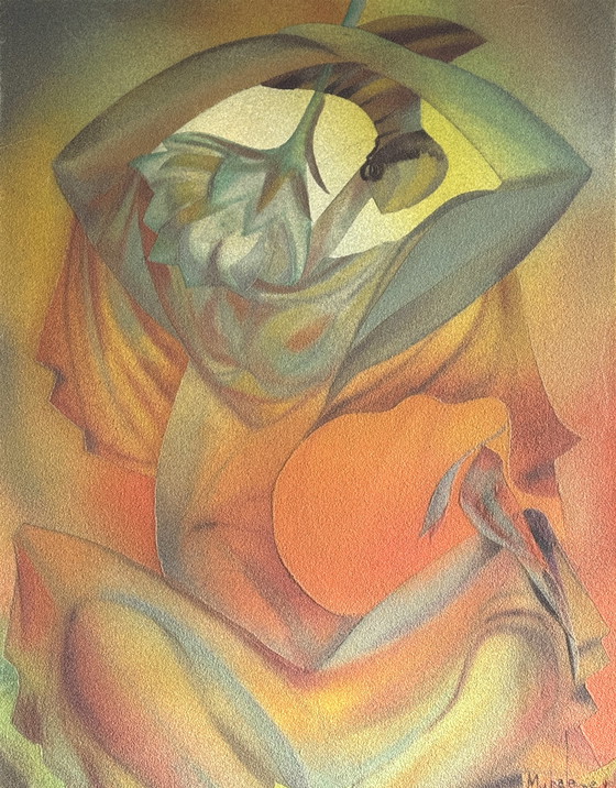 Image 1 of Mukalenge wa Mukalenge (Kinshasa) – Ecstasy at Thilmade - No. 16
Sandwork – Oil and sand on canvas, 70 × 100 cm, circa 1975-1985
