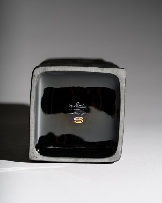 Image 1 of Black Porcelain Vase Trio Martin Freyer & Elsa Fischer-Treyden Rosenthal Op-Art