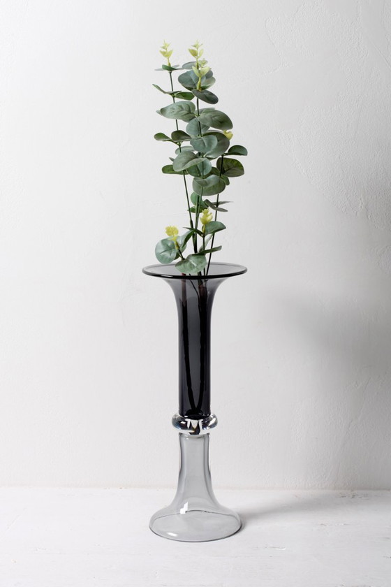 Image 1 of Vintage tweekleurige glazen vaas uit het midden van de 20e eeuw, Portugal, jaren 70.