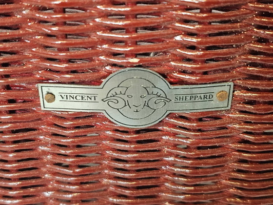 Wicker Sessel, rotbraun, Vincent Sheppard Lloyd Loom Furniture, Korbgeflecht, Metall, Vintage (Foto 6 von 8)