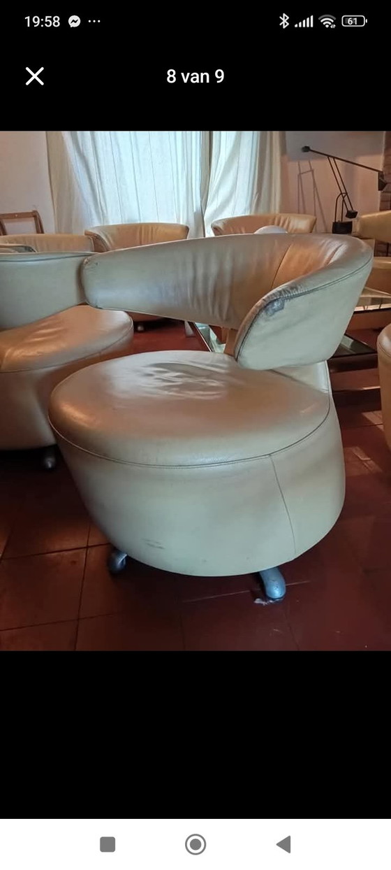 Image 1 of 6 poltrone di design in pelle di Cassina per Toshiyuki Kita